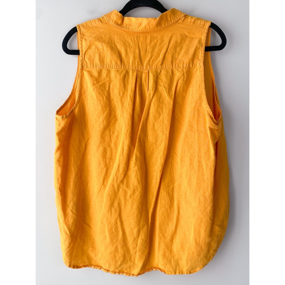 J Crew Women Linen Cotton Sleeveless Popover Top XL Orange Coastal Preppy Bright - Picture 4 of 10